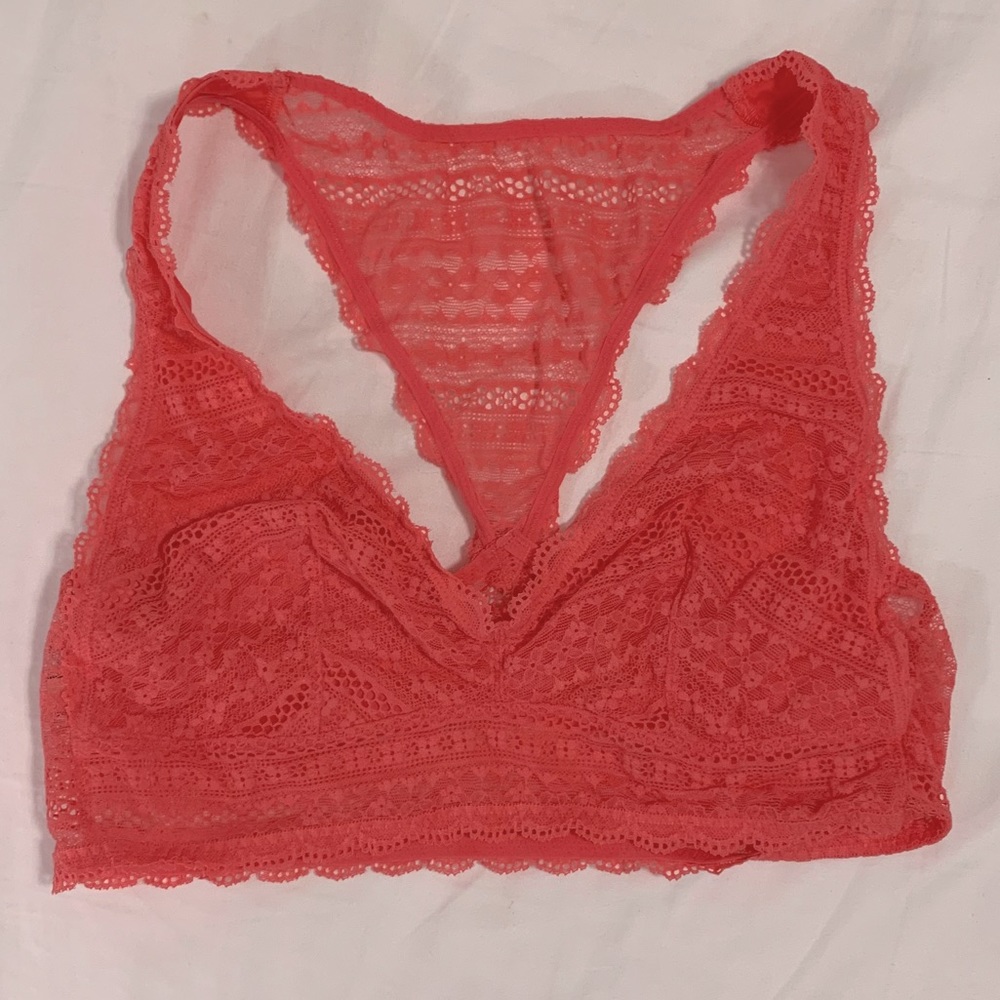 Victoria’s Secret Neon Coral Lace Bralette size L